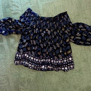 Free People Off the shoulder sequined trim crop top. Worn one time.